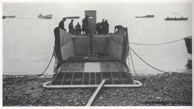 View of a beached LCM Mk3 with it’s ramp down