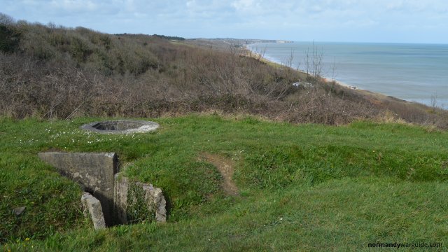 Trenches and tubrok overlooking Ohama beach in the background