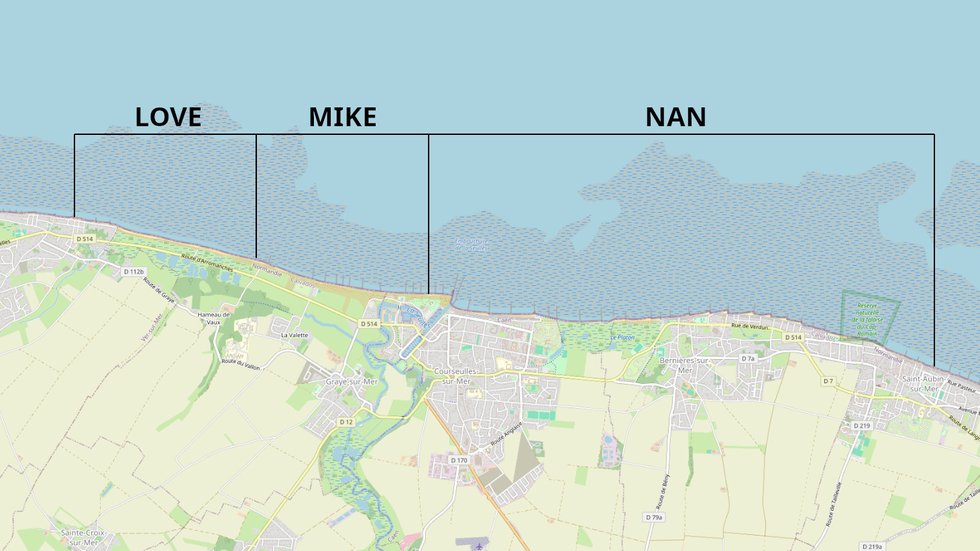 Map of Juno Beach sectors