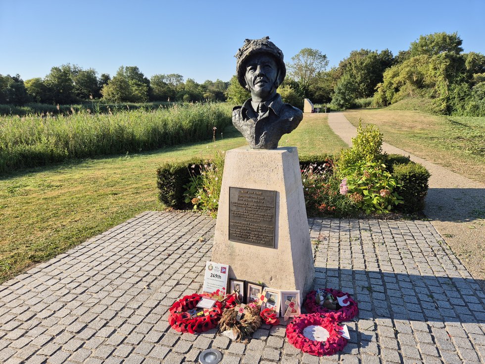 Memorial to Major John Howard at the glider landing site