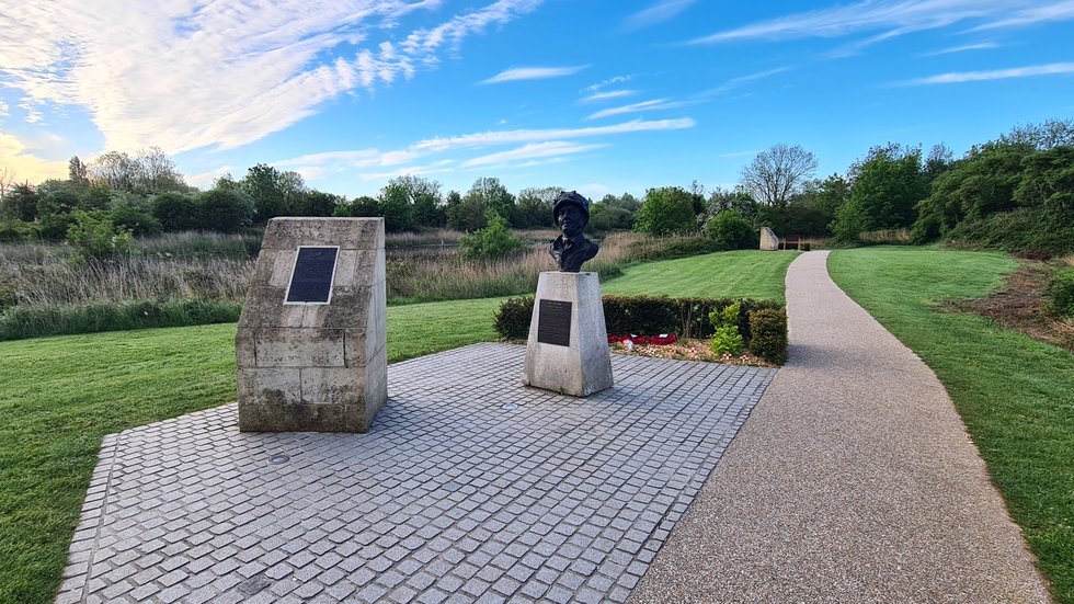 Glider landing position markers at the Pegasus Bridge landing site