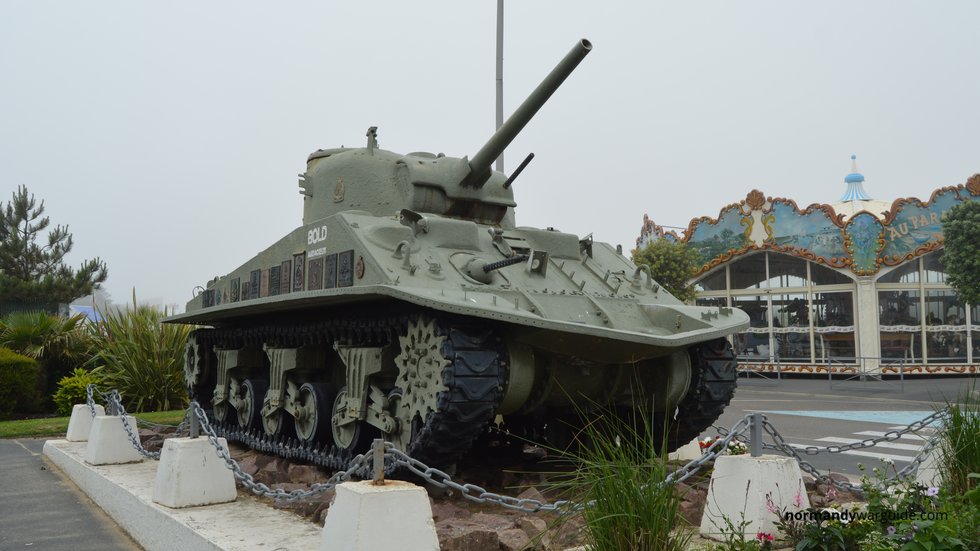 Sherman M4A4 DD (Duplex Drive) tank, Courseulles-sur-Mer