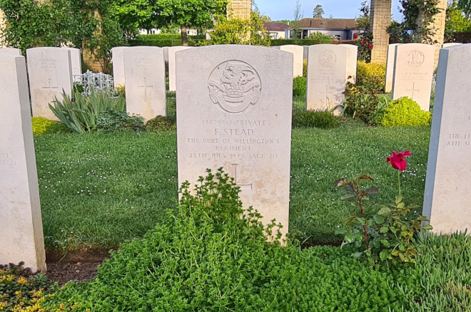 Photo of Private Fred Stead grave, Ranville Cemetery