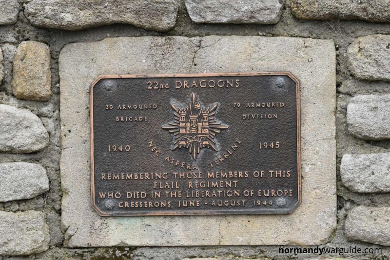22nd Dragoons memorial plaque close up, Cresserons 