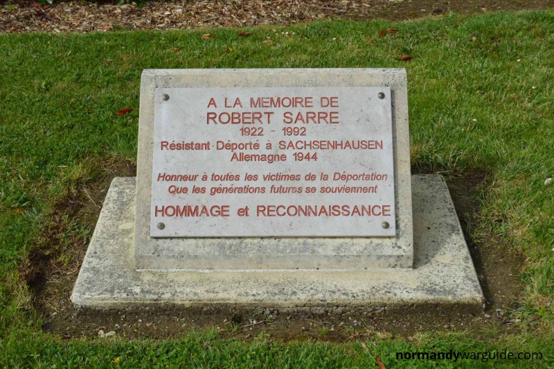 Argences memorial to Robert Sarre member of the resistance
