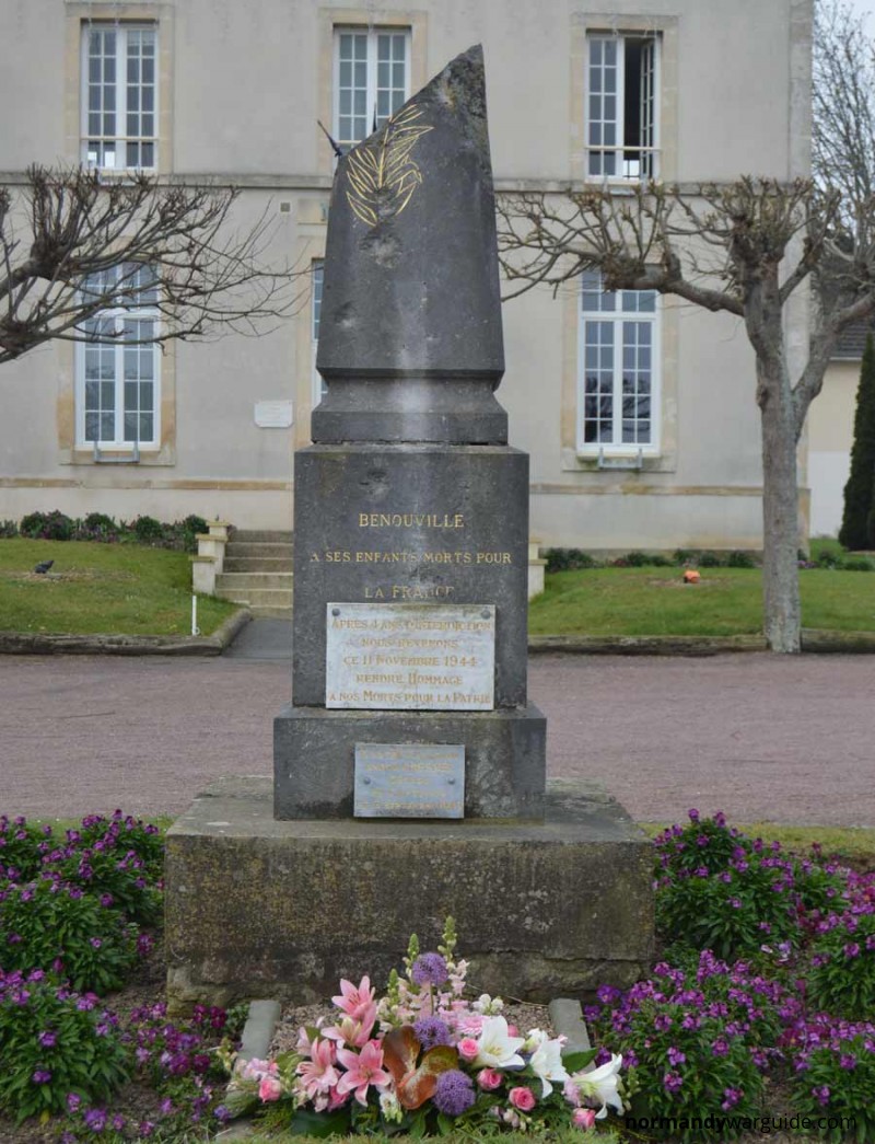 Benouville War Memorial close-up