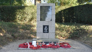 Close-up view of the Queen’s Own Rifles of Canada memorial in Anisy