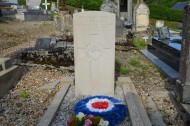 Grave of Flying Officer Jack Taylor in Quetteville churchyard, Normandy