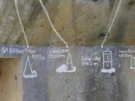 Range markings inside a Tubrok at Hillman - Suffolk Regiment