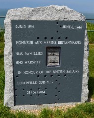 Les Batteries Du Mont Canisy monument to British sailers HMS Ramillies and HMS Warspite