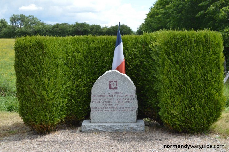 Memorial to combatants of the 2nd French Armoured Division near Le Cercueil