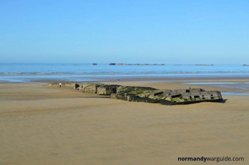 Mulberry Harbour Arromanches at low tide