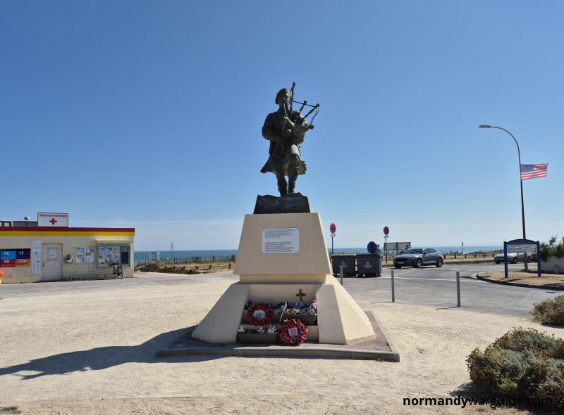Bill Millin Statue at Colleville-Montgomery, Normandy, memorial to the famous D-Day piper